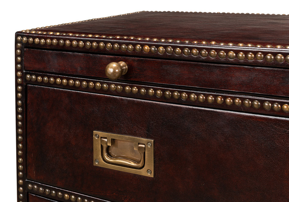 Studded Gentleman  x27s Chest Leather Upholstery   Traditional   Accent Chests And Cabinets   by Sideboards and Things  Houzz