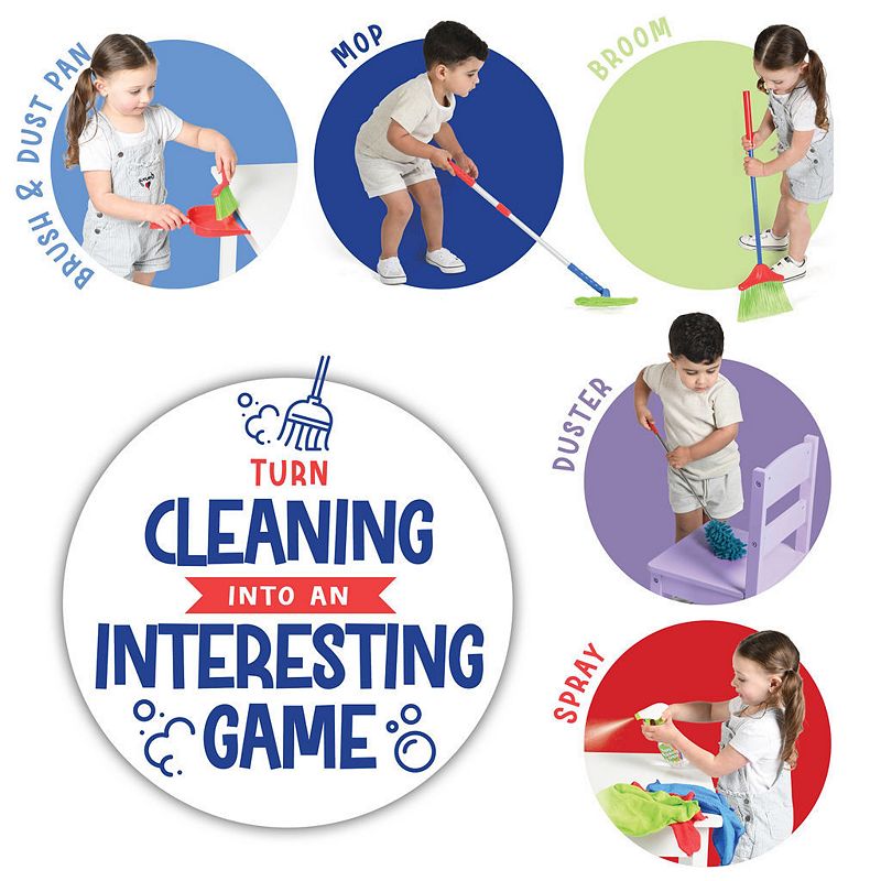 Kids Cleaning Set 12 Piece Includes Broom， Mop， Brush， Dust Pan， Duster， Sponge， Clothes and more