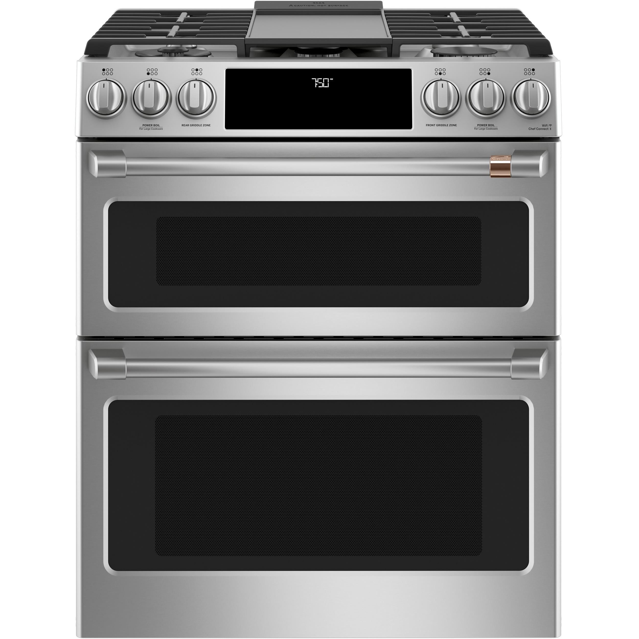 Café 30-inch Slide-in Gas Double Oven Range with Convection Technology CGS750P2MS1