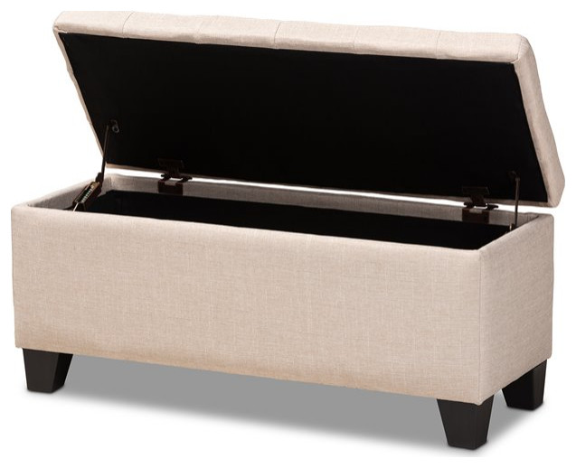 Baxton Studio Fera Tufted Fabric Ottoman with Storage in Beige   Transitional   Footstools And Ottomans   by HedgeApple  Houzz