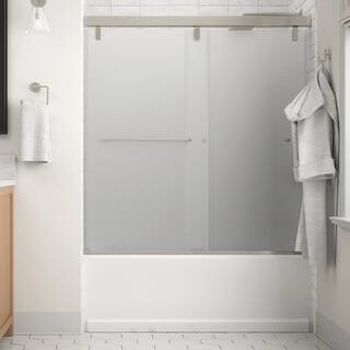 Delta Simplicity 60 x 59-14 in. Frameless Mod Soft-Close Sliding Bathtub Door in Nickel with 14 in. (6mm) Frosted Glass SD3443037