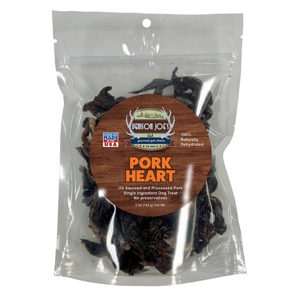 Venison Joe's Single Ingredient Pork Heart Dehydrated Dog Treat， 5-oz bag