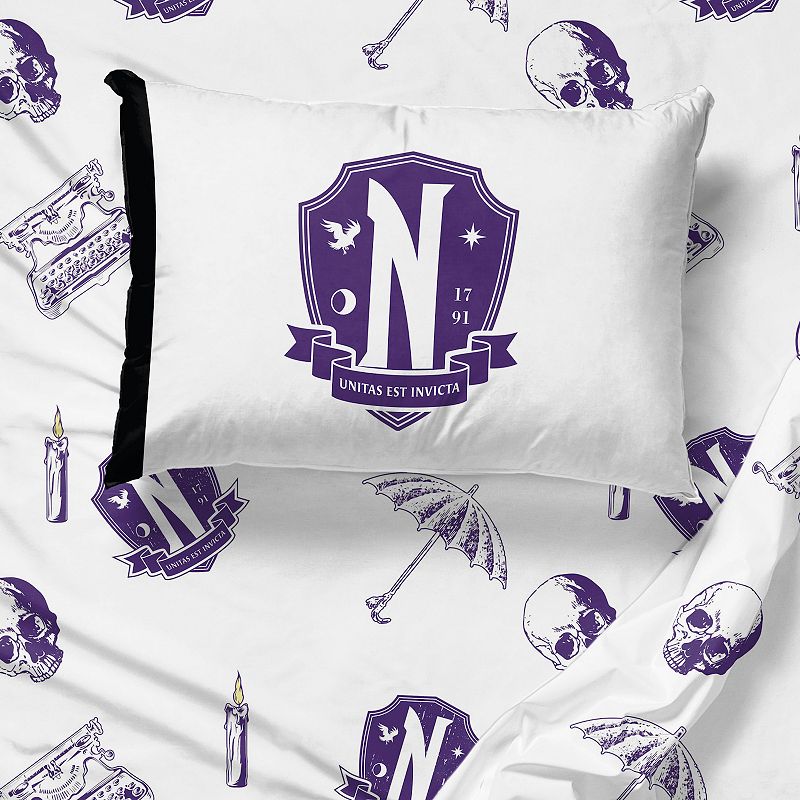 Wednesday Nevermore Patches Bedding Set