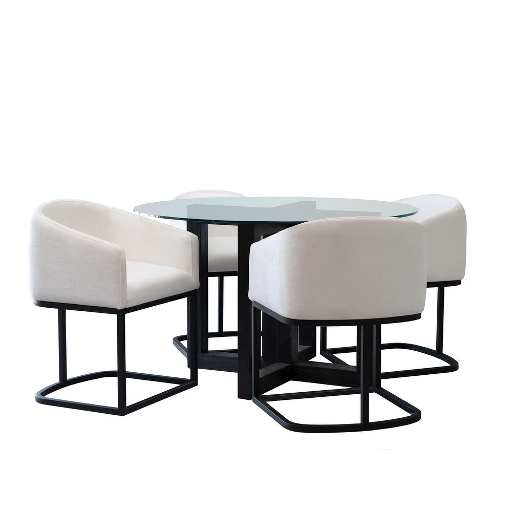 Atlas 5pc Contemporary Dining Collection with Metal Base Chairs