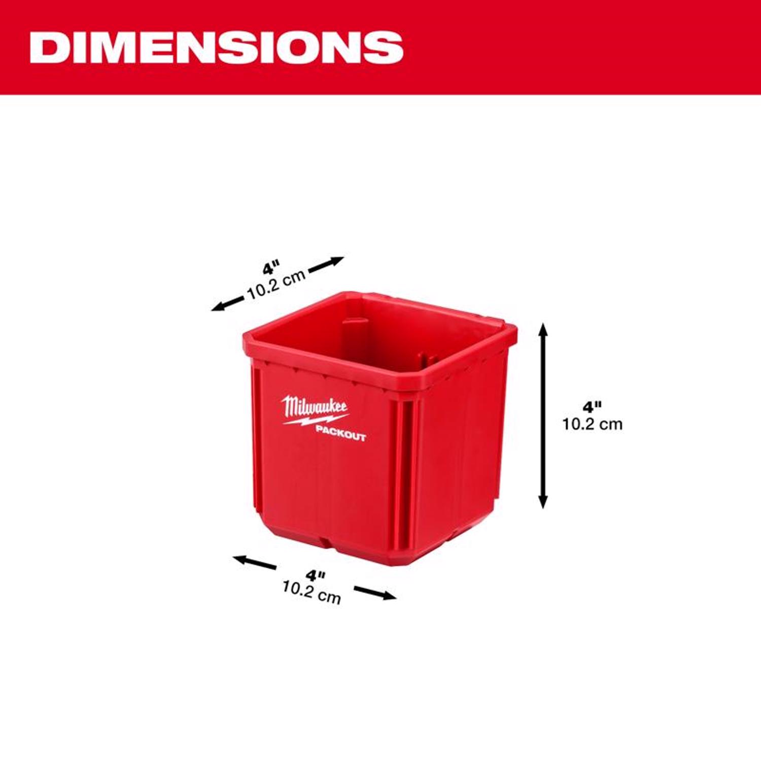 MW Packout Shop Storage 4 in. W X 7.3 in. H Garage Organizer Small Parts Bin Set Red