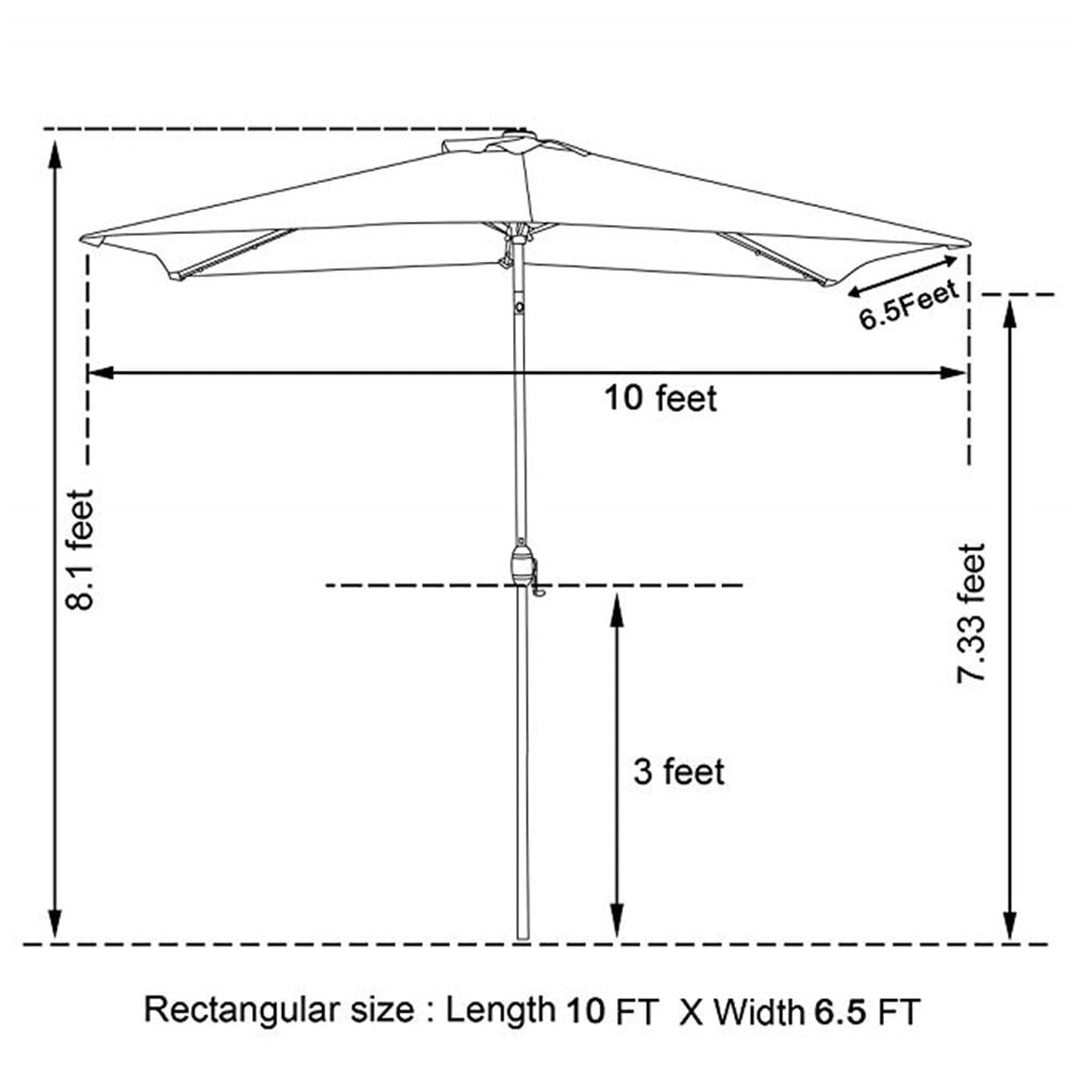 6.5×10 ft Outdoor Patio LED Umbrella Solar Powered Aluminum Pole with Push Button ,Navy Blue