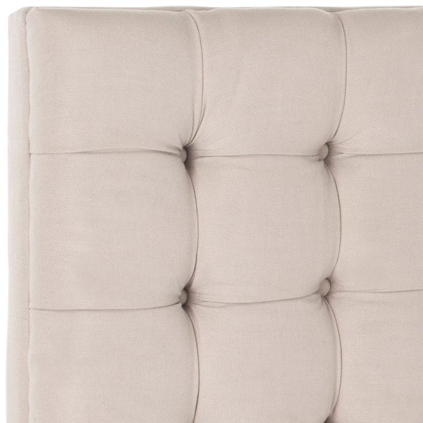 SAFAVIEH Lamar Taupe Linen Upholstered Tufted Headboard - - 7894353