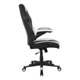 RS Gaming RGX Faux Leather High-Back Gaming Chair， Black/White， BIFMA Certified