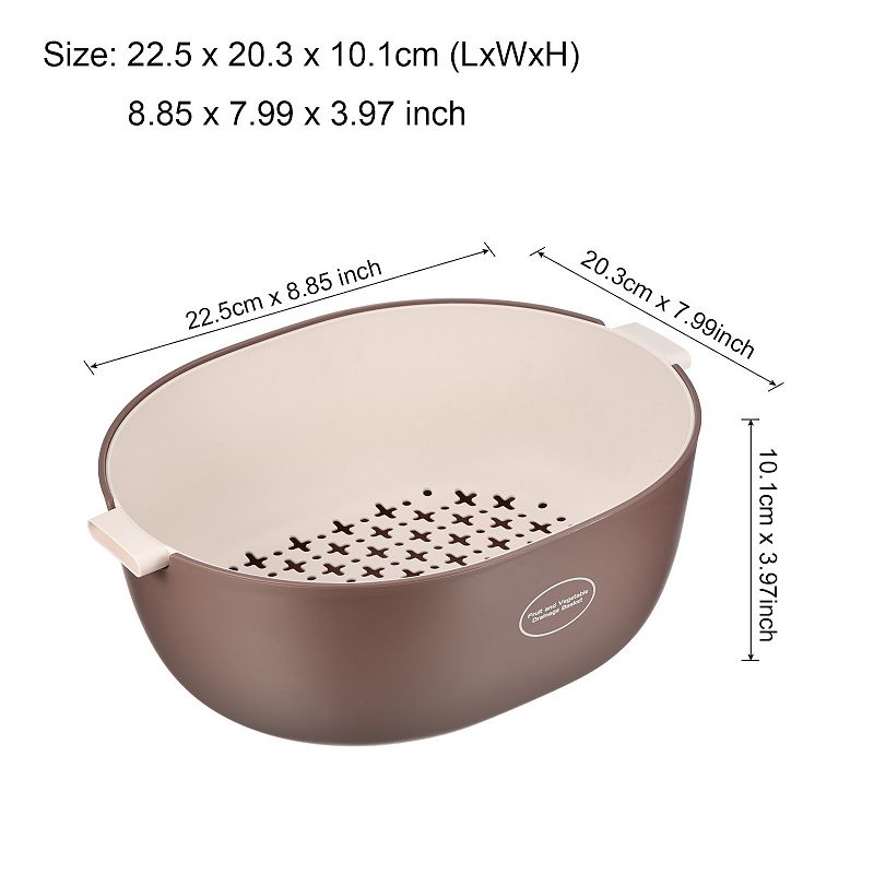 Kitchen Colander Bowl Set 2PCS， Plastic Washing Basket and Strainer