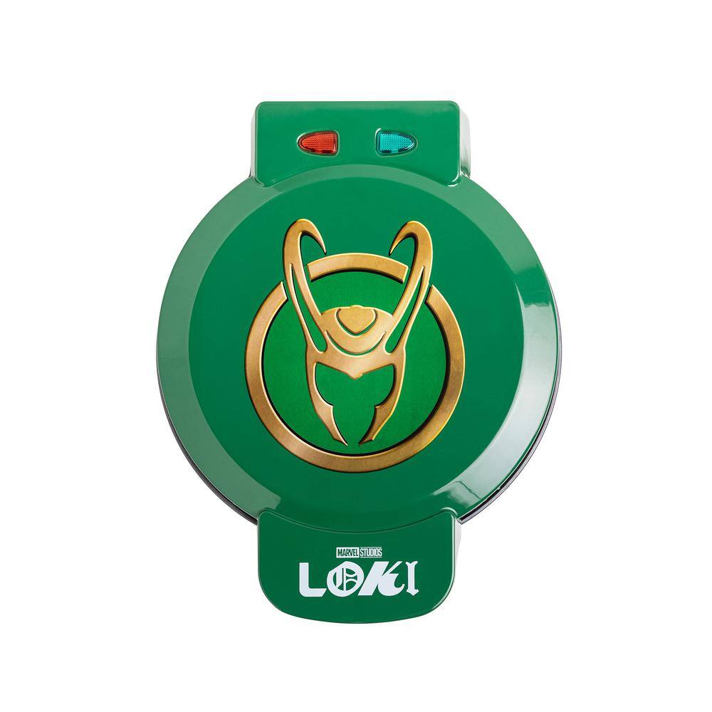 Uncanny Brands 900 W Marvel's Loki Green American Waffle Maker WM1-MVM-LK1