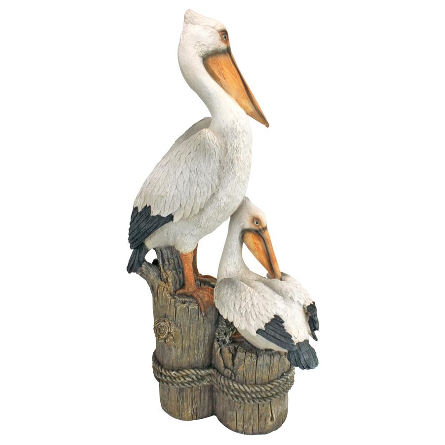 Design Toscano Coastal Decor Ocean's Perch Pelicans Garden Bird Statue, 24 Inch, Polyresin, Full Color