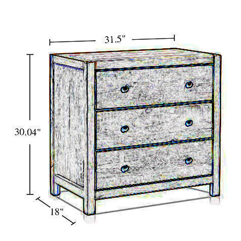 MUSEHOMEINC Rustic Wood 3 Drawer Dresser, Oak Finish