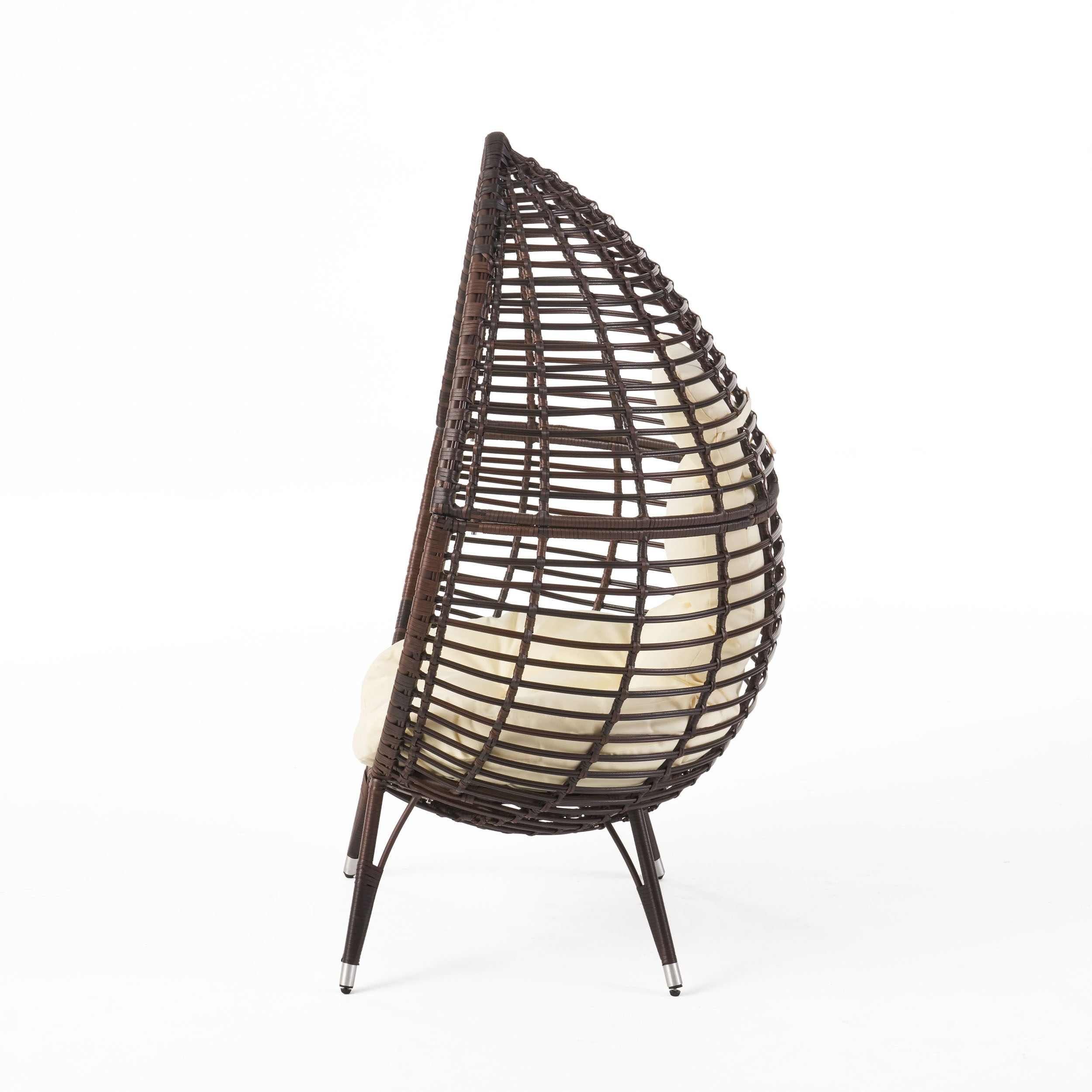 Dermot Outdoor Wicker Freestanding Wicker Teardrop / Egg Chair w/ Cushion