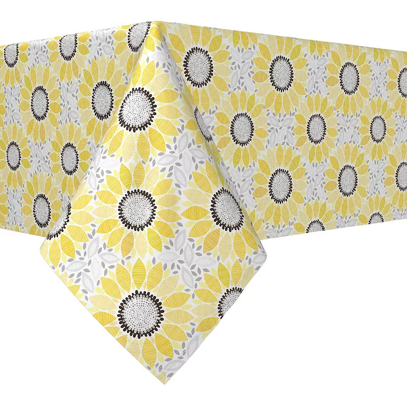 Rectangular Tablecloth， 100% Cotton， 60x84， Abstract Sunflowers