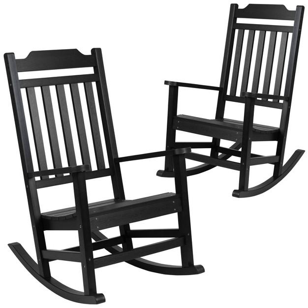 Flash Furniture Set Of 2 Winston All weather Faux Wood Rocking Chair