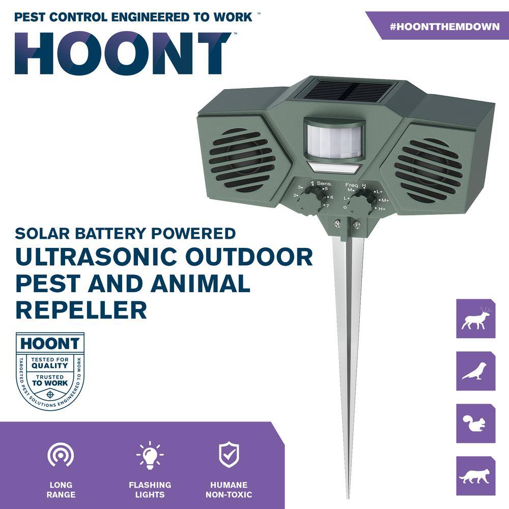 HOONT Solar Powered Motion Activated Ultrasonic Deer and Pest Repeller CY- H922