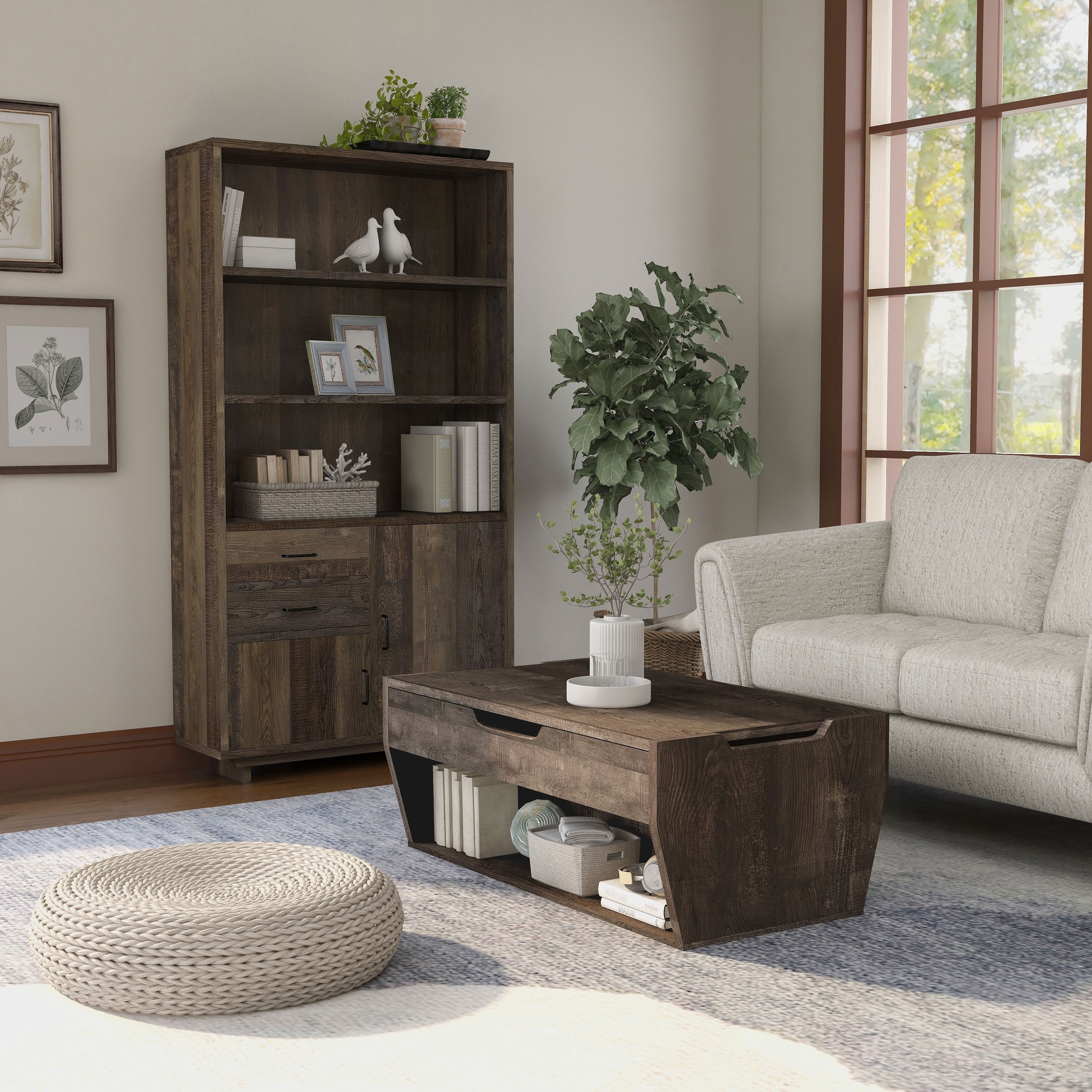 Furniture of America Dale Reclaimed Oak Finished Living Room Set