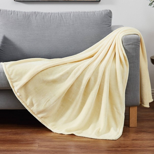 Solid Plush Throw Blanket Yellow Cannon