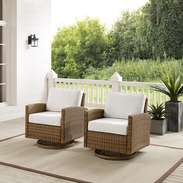 Crosley Bradenton 2Pc Outdoor Wicker Swivel Rocker Chair Set