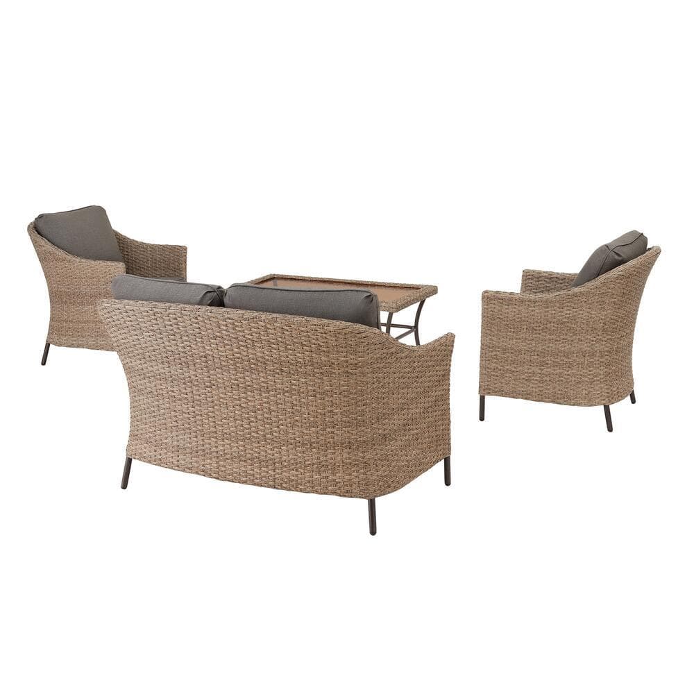 StyleWell Kendall Cove 4-Piece Steel Patio Conversation Outdoor Seating Set with Charcoal Cushions GT-11193-SRGSET