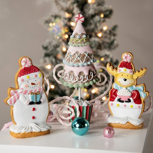 Gingerbread Reindeer with Cupcake Christmas Figurine