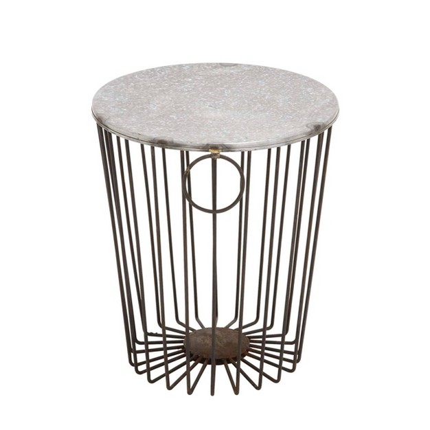 Metal Wire Stool Patio Accent Table Olivia amp May