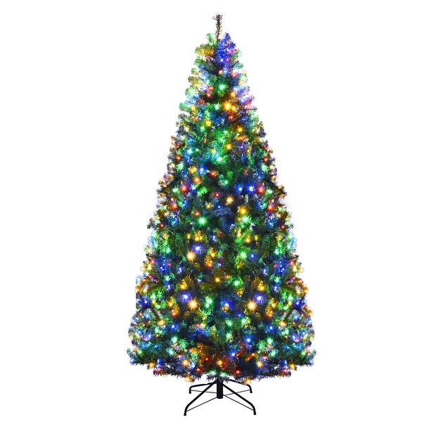 Costway 7Ft PreLit Artificial Christmas Tree Hinged 500 LED Lights