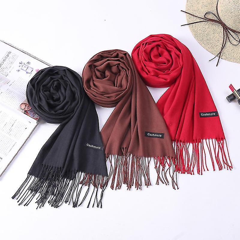 200*70cm Winter Shawls Polyester Cashmere Scarf With Tassel