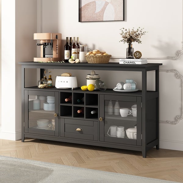 Morden Console Table for Living Room With with 2 Doors and 6 Small Storage