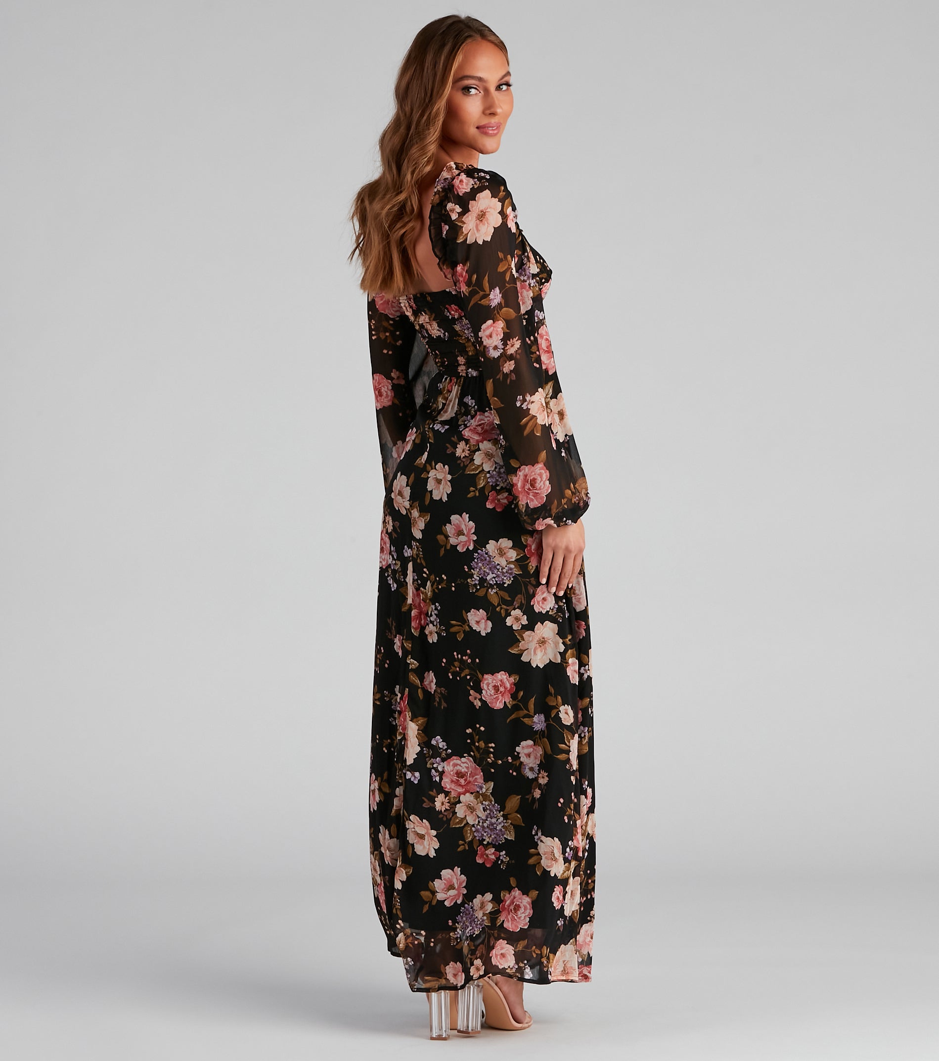 Catch The Bouquet Chiffon Maxi Dress