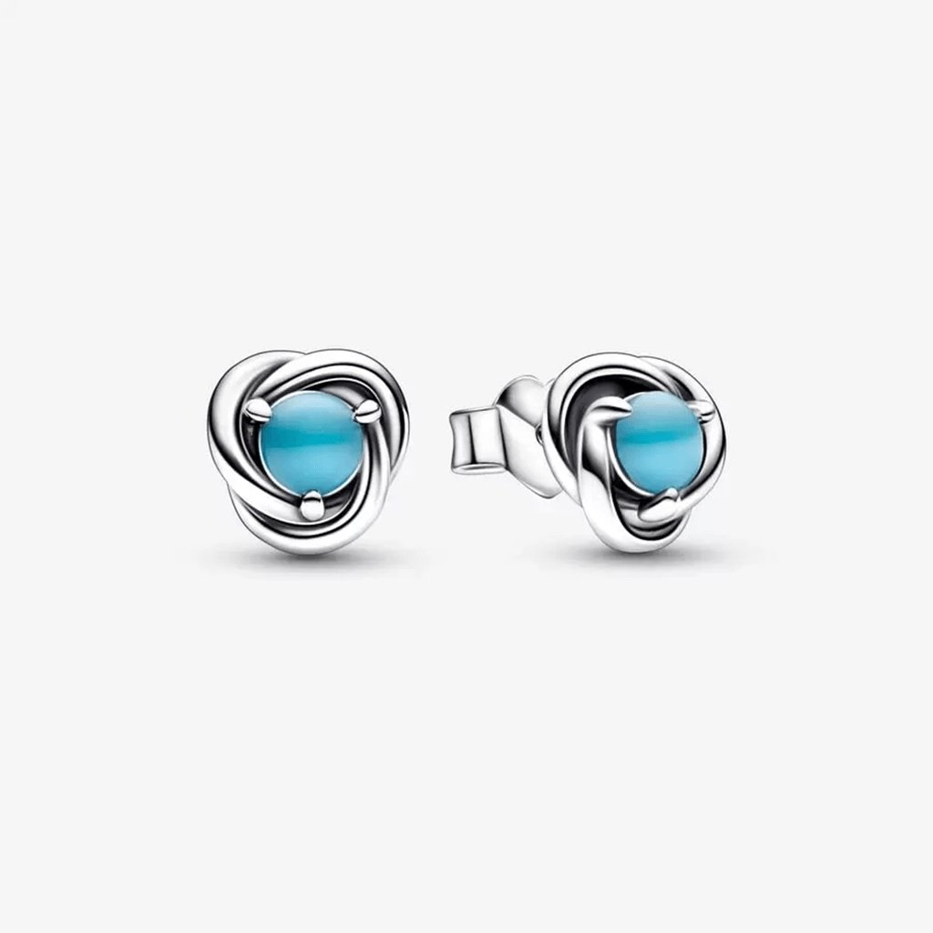 PANDORA  December Turquoise Blue Eternity Circle Stud Earrings