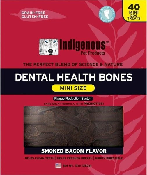 Indigenous Pet Products Smoked Bacon Flavored Grain-Free Mini Dental Dog Treats