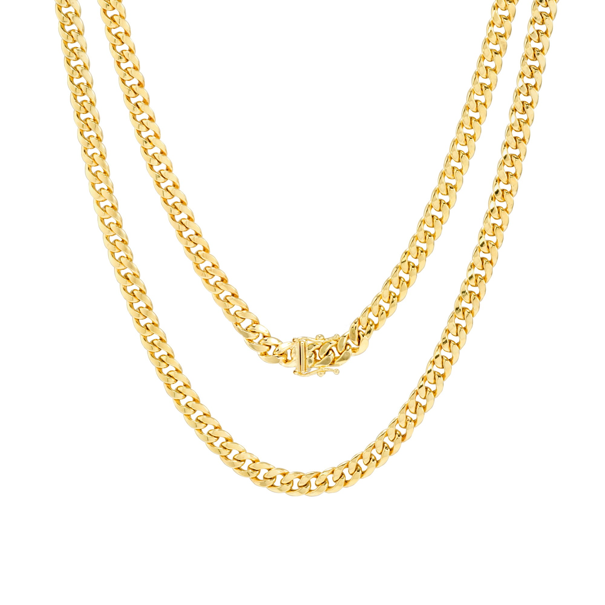 Nuragold 14k Yellow Gold 5.5mm Miami Cuban Link Chain Pendant Necklace， Mens Jewelry with Box Clasp 18