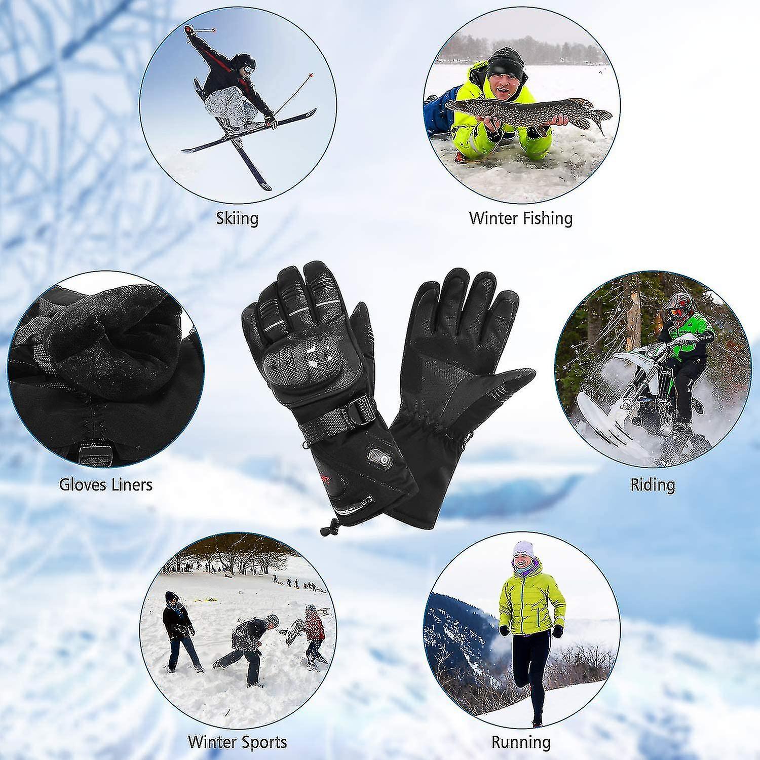 Heated Gloves With Heated Warm Skin Touch Screen Motorcycle Gloves Rechargeable Gloves Riding For Men And Women