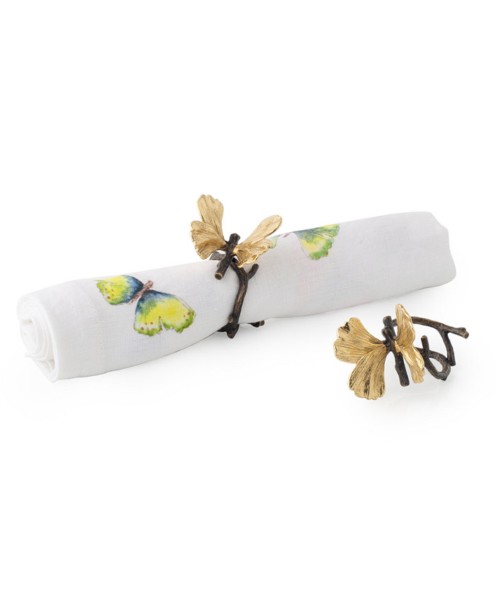 Michael Aram Butterfly Ginkgo Napkin Ring Set Set of 4