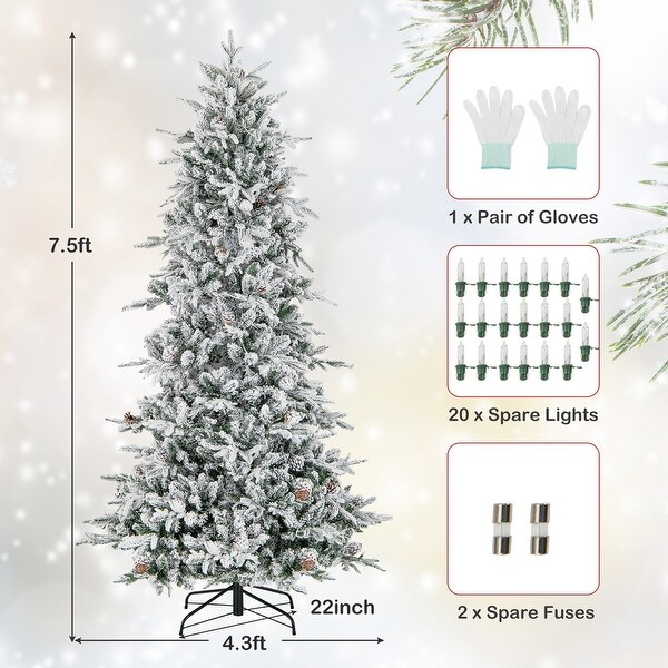 Costway 6 FT/7.5FT PreLit Christmas Tree Snow Flocked Hinged with