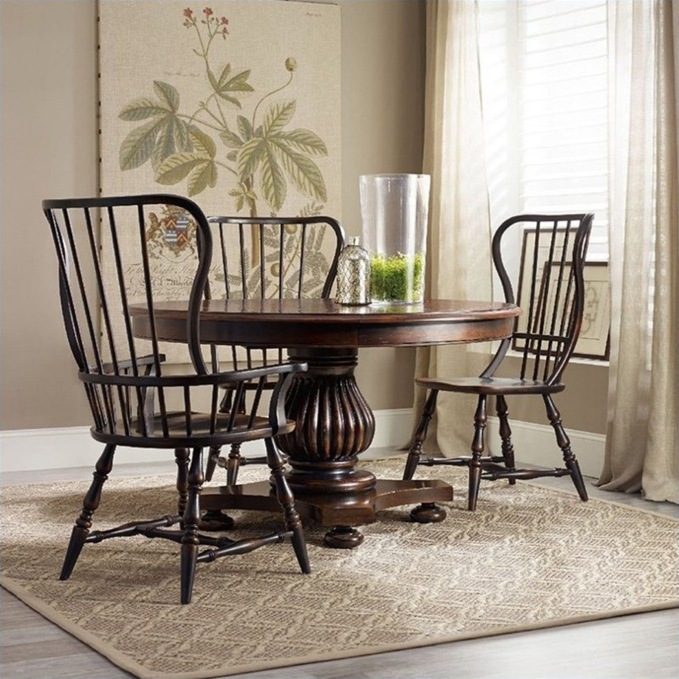 Pemberly Row Modern / Contemporary Spindle Dining Arm Chair in Ebony   Traditional   Dining Chairs   by Homesquare  Houzz