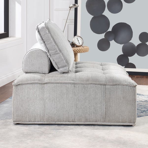 Upholstered Seating Armless Accent Chair Oversized Leisure Sofa Lounge Chair Lazy Sofa Barrel Chair， for Livingroom， Gray