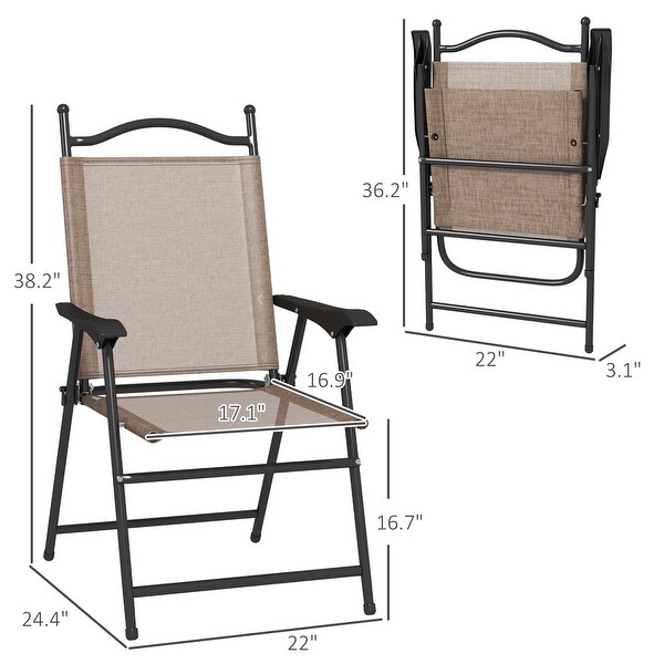 Outsunny Folding Patio Chairs，Set of 4 Camping Chairs with Armrests