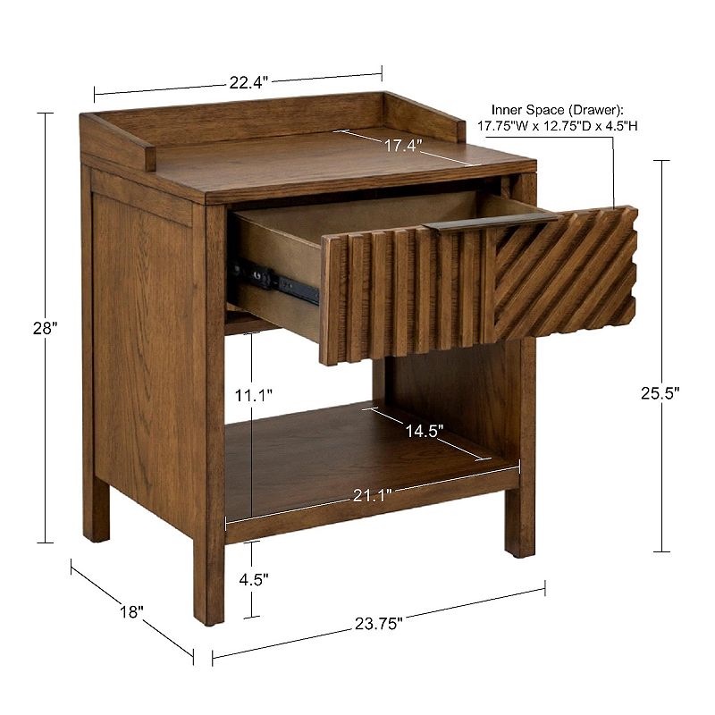 INK+IVY Sunset Cliff 1-Drawer Nightstand with Shelf