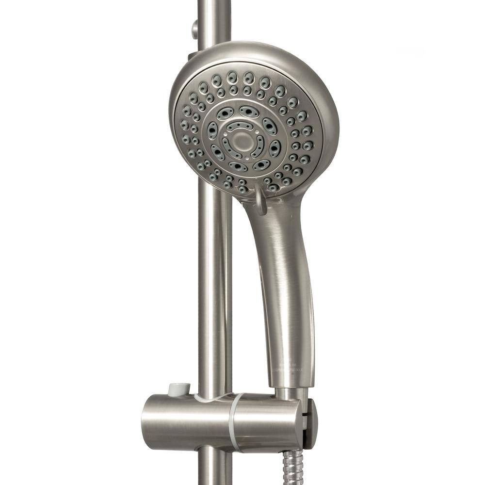 PULSE Showerspas Lanikai 7-Spray Patterns with 1.8 GPM 8 in. Wall Mounted Dual Shower Head and Handheld Shower Head in Brushed Nickel 1028-BN-1.8GPM