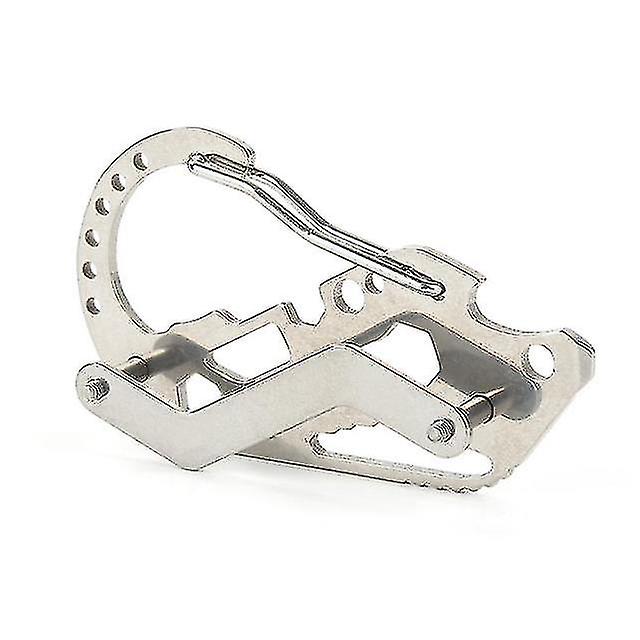 Carabiner Stainless Steel Outdoor Camping Mountaineering Multifunction Tool Key Clip Keychain Lock Screwdriver Wrench France Silver