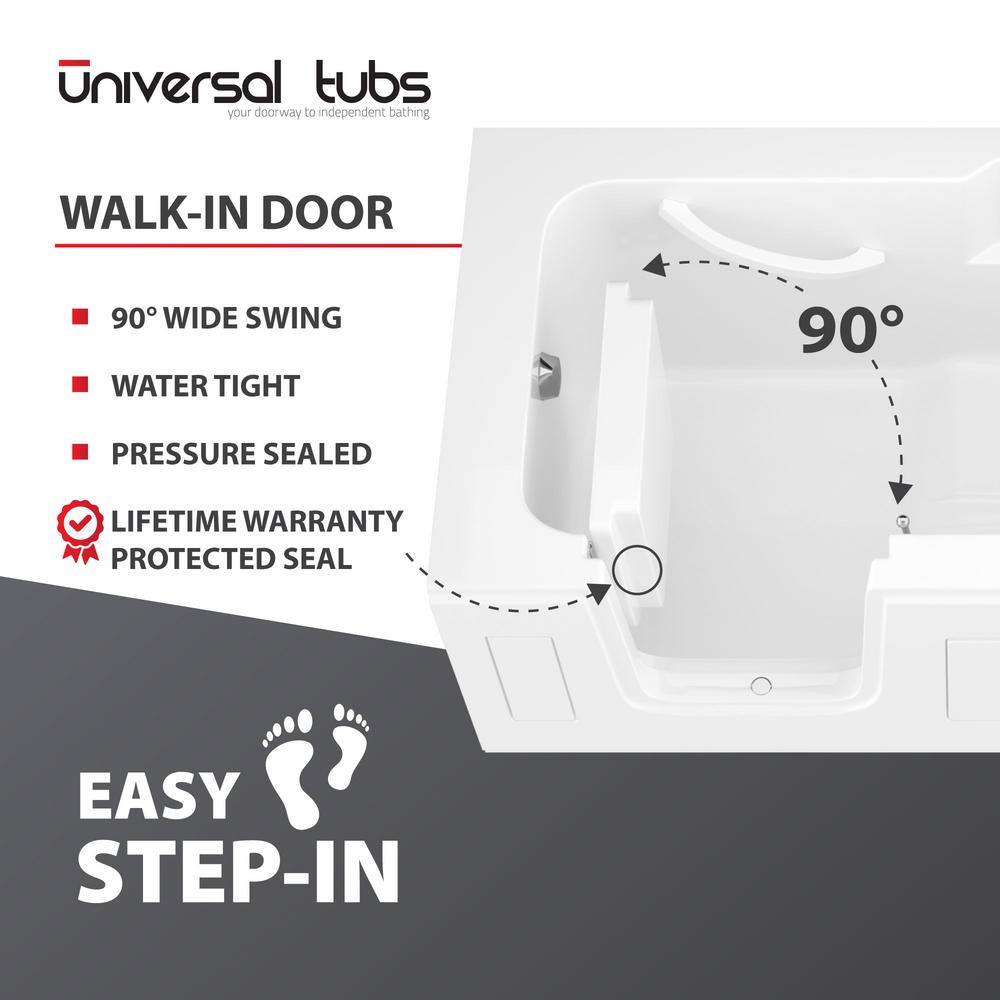 Universal Tubs HD Series 30 in. x 60 in. Left Drain Step-In Walk-In Air Tub in White HDSI3060LWA