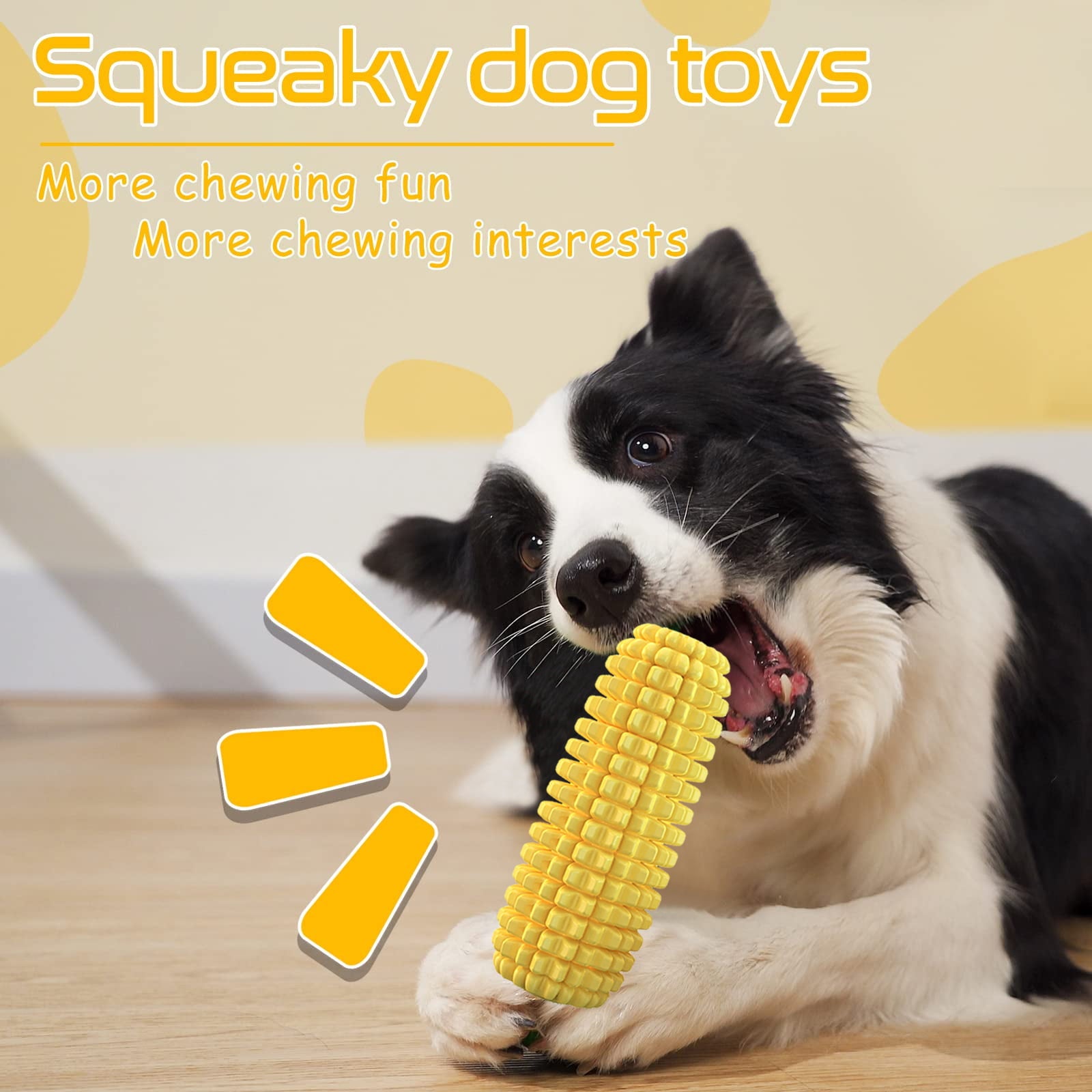 Dog Chew Toys， Puppy Toothbrush for Cleaning Teeth，Dog Squeak/Non-Squeak Toys Interactive Corn Toys， Dog Toys Aggressive Chewers for Small/Medium/Large Dog