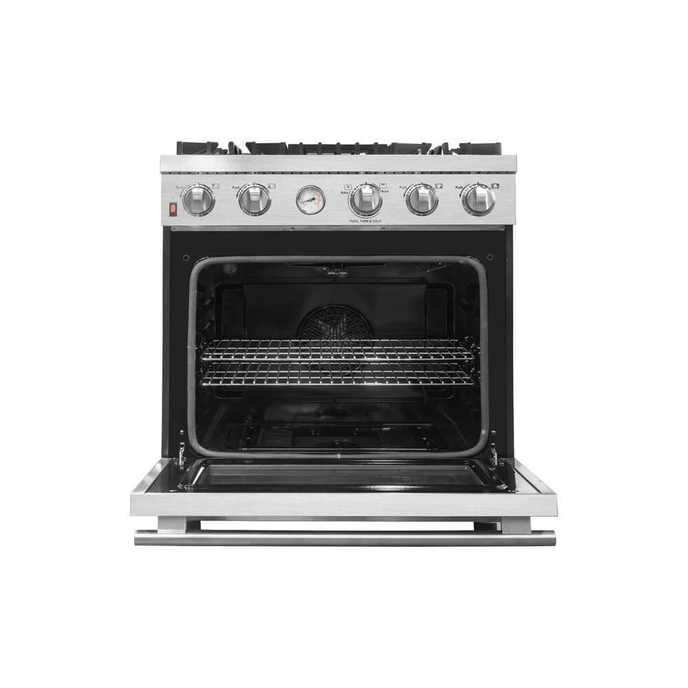 Forno ALTA QUALITA 30 in. 4.62 cu. ft. 4 Burner Freestanding Pro-Style Gas Range in Stainless Steel FFSGS6228-30S