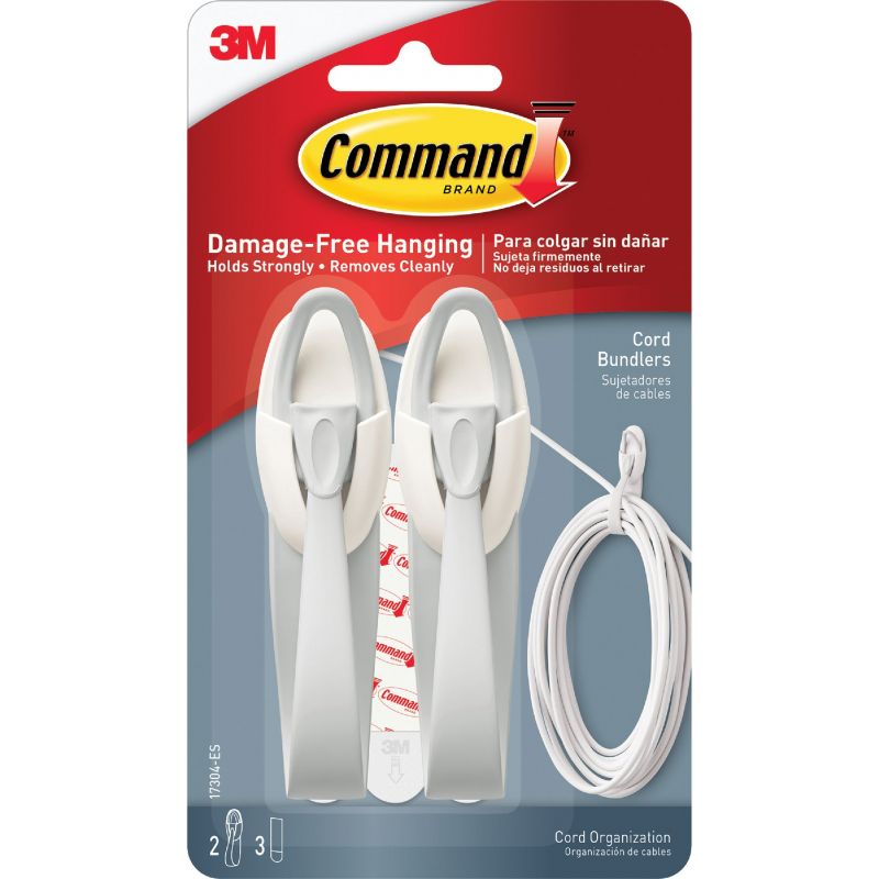 Command Decorative Cord Bundler Hook with Adhesive White