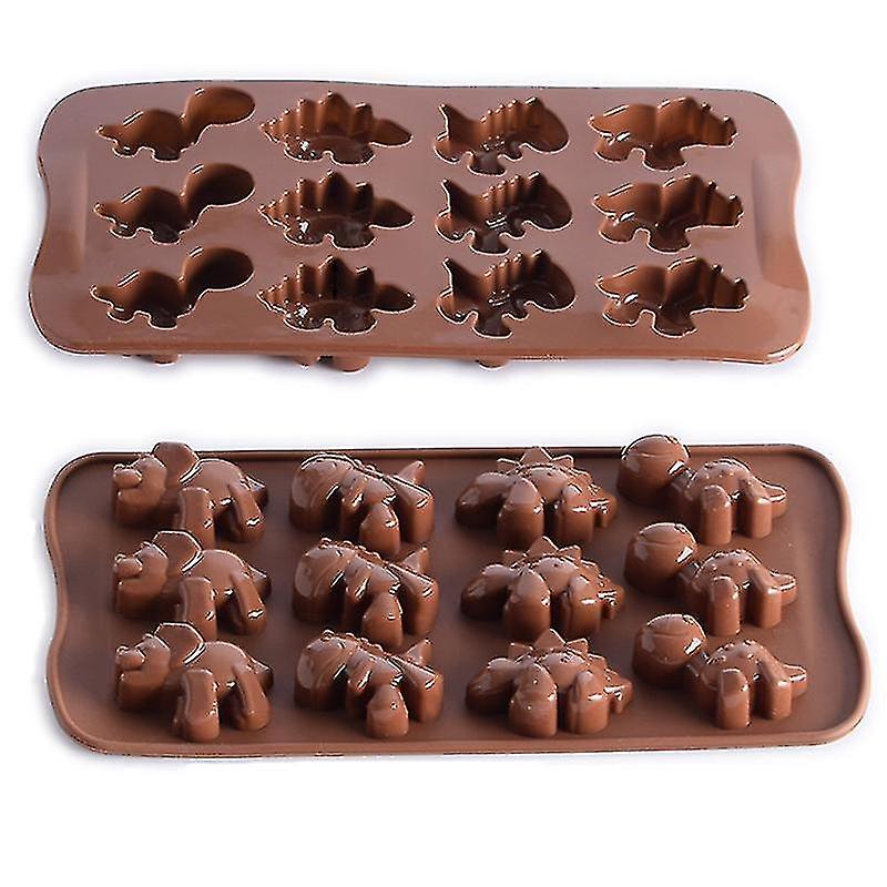 4 Packs 12-cavity Dinosaur Chocolate Mold Non Stick Dinosaur Shape