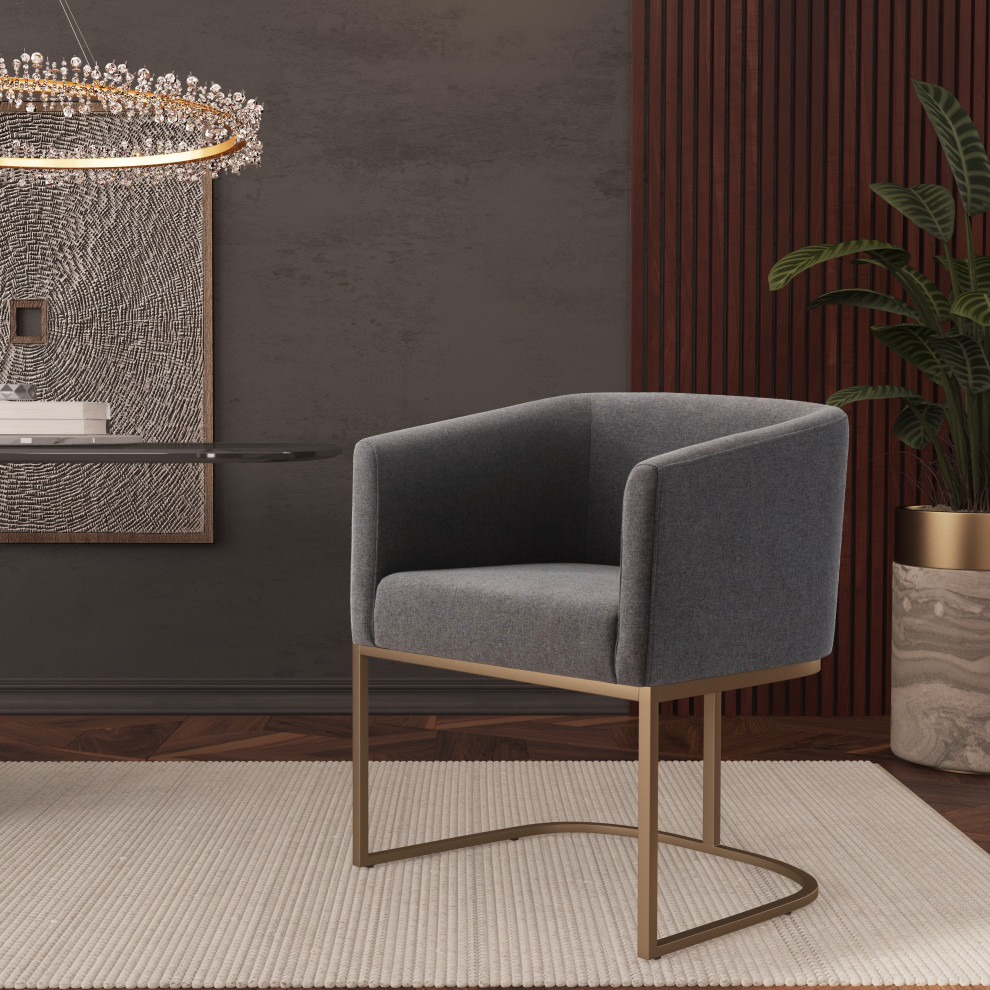 Modrest Yukon Modern Grey Fabric + Antique Brass Dining Chair   Contemporary   Dining Chairs   by Vig Furniture Inc.  Houzz