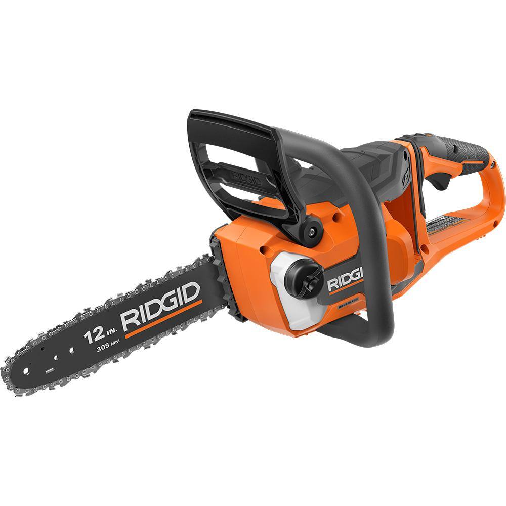 RIDGID 18V Brushless 12 in. Electric Battery Chainsaw (Tool Only) R01101B