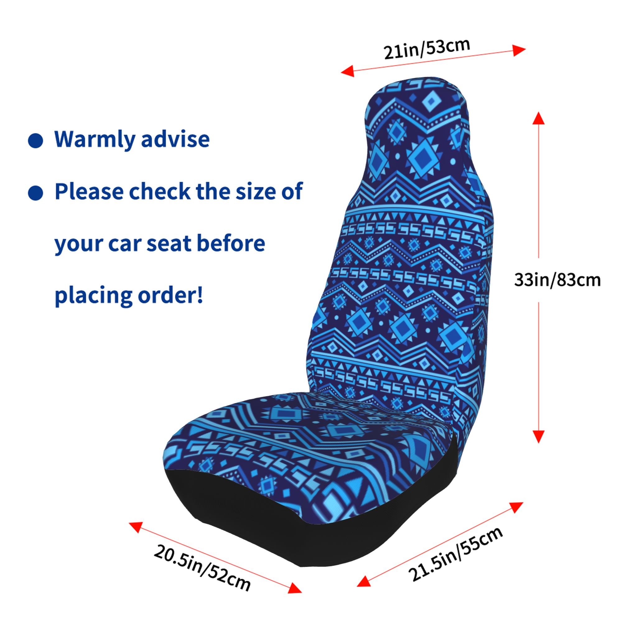 ZICANCN Car Seat Covers Front Seats Only，Blue Shapes Textile Backdrop Automotive Seat Covers Protectors for Cars Trucks Suv 2 Pack